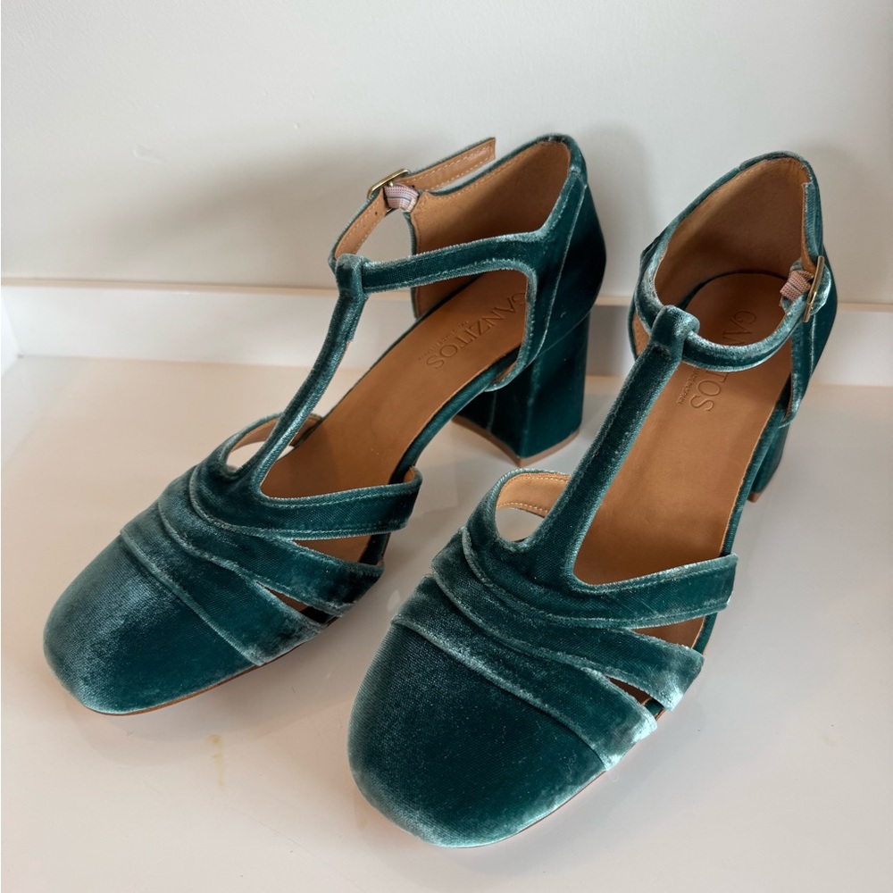 Green Velvet Women's Heels